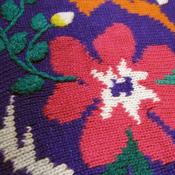 Vintage Purple Floral Short Sleeved Sweater - Picture 2 of 3